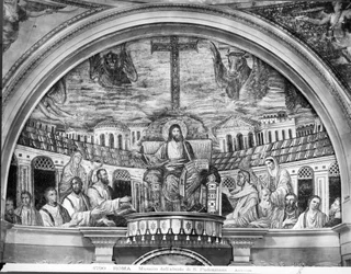 Christ en majesté entouré des apôtres et des saints Pudentienne et Praxède, dans l